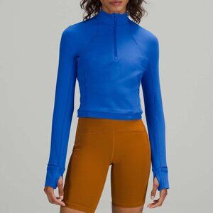 Lululemon Its Rulu Run Cropped Half Zip - Blazer Blue Tone